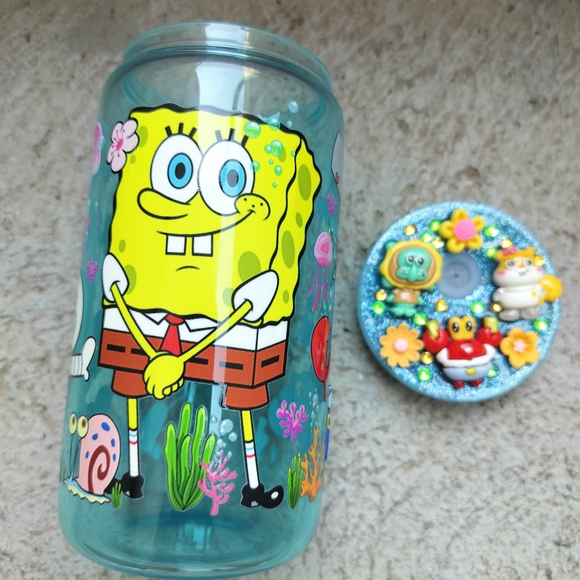 Handmade Other - SpongeBob SquarePants Blue Glass Tumbler